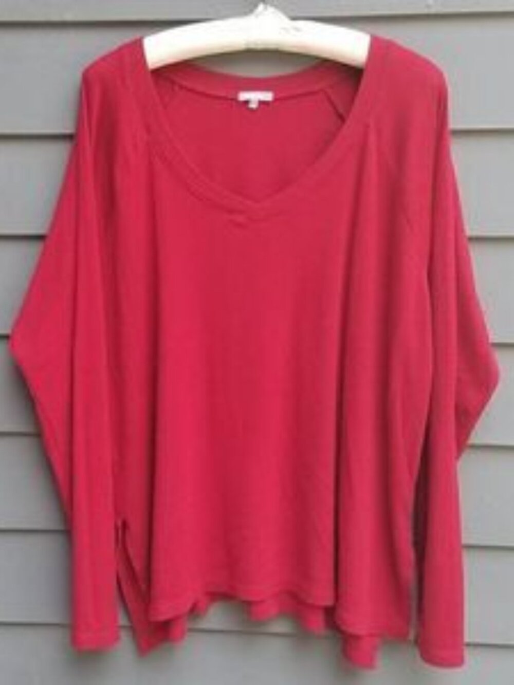 P J Harlow Frankie Rib Knit Red V Neck Shirt size XL